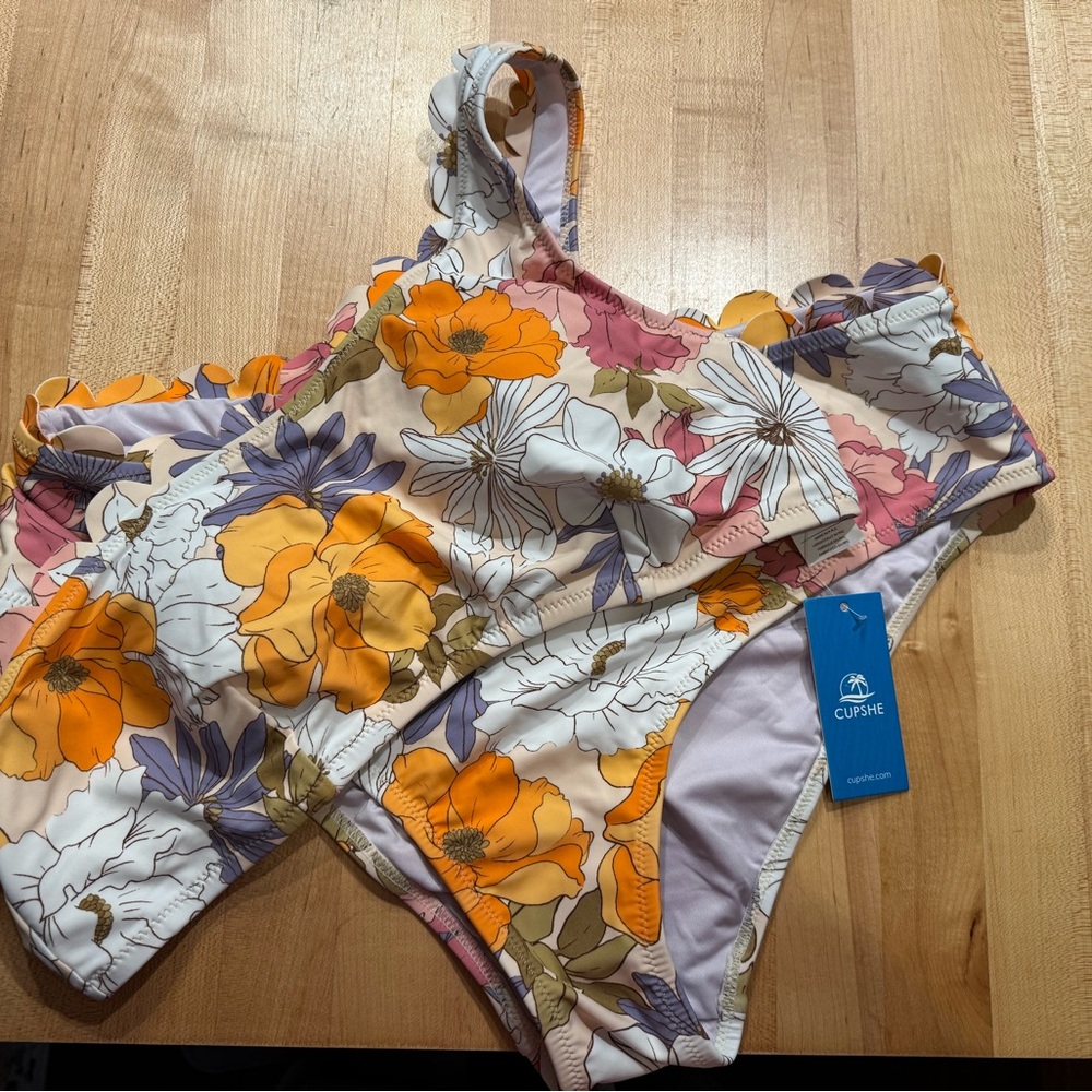 Cupshe Orange & Purple Floral Two-Piece Swimsuit